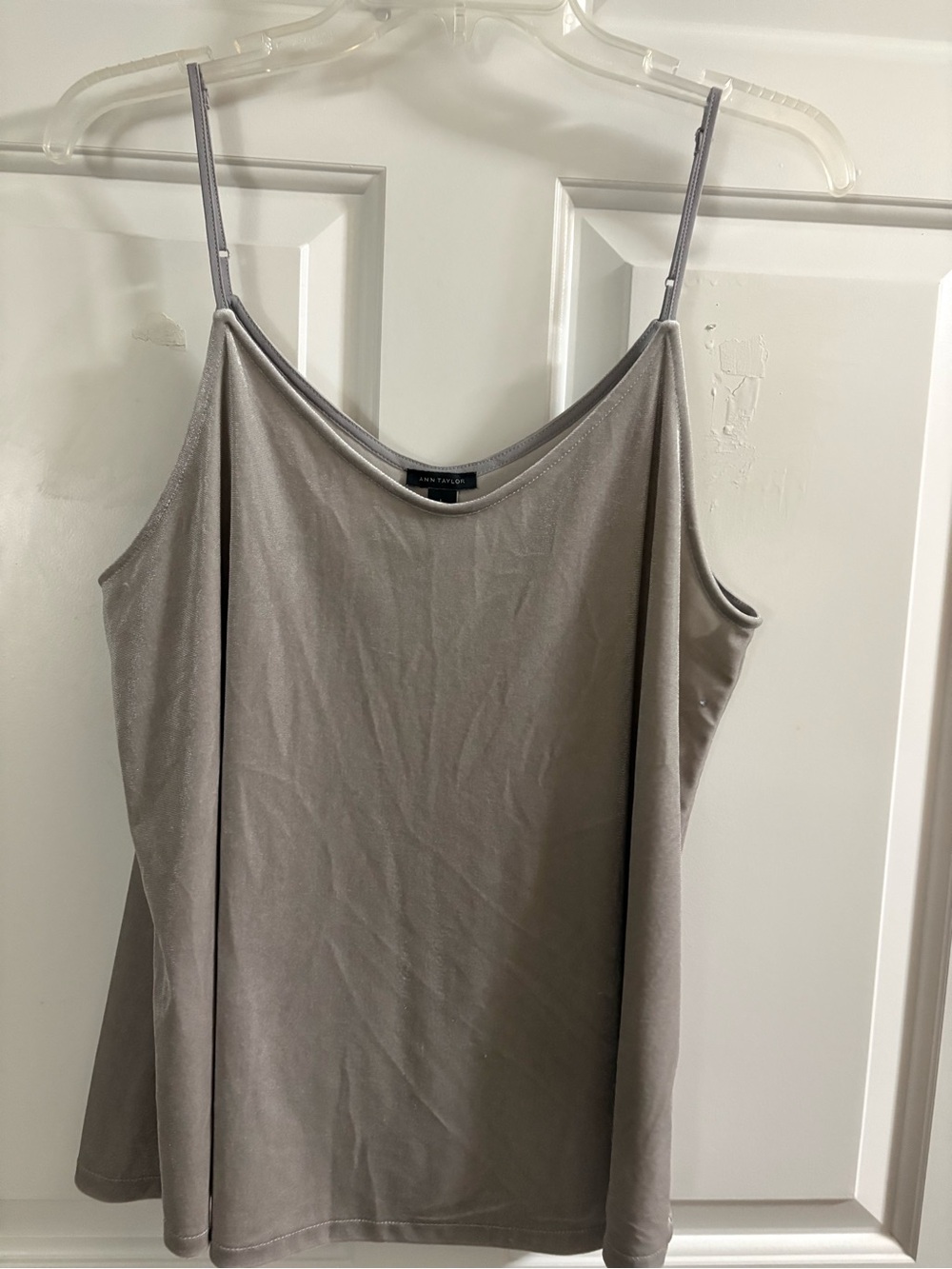 Ann Taylor Gray Satin-Trim Spaghetti Strap Tank